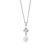 D for Diamond Freshwater Pearl Silver Flower Pendant