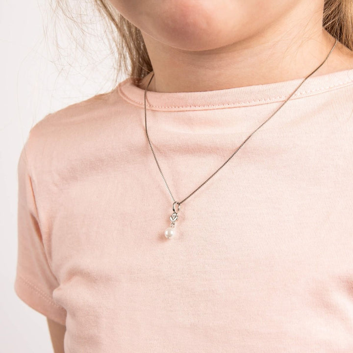 D for Diamond Freshwater Pearl Silver Flower Pendant