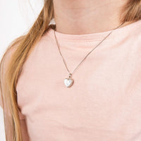 D for Diamond Mother of Pearl Heart Silver Locket