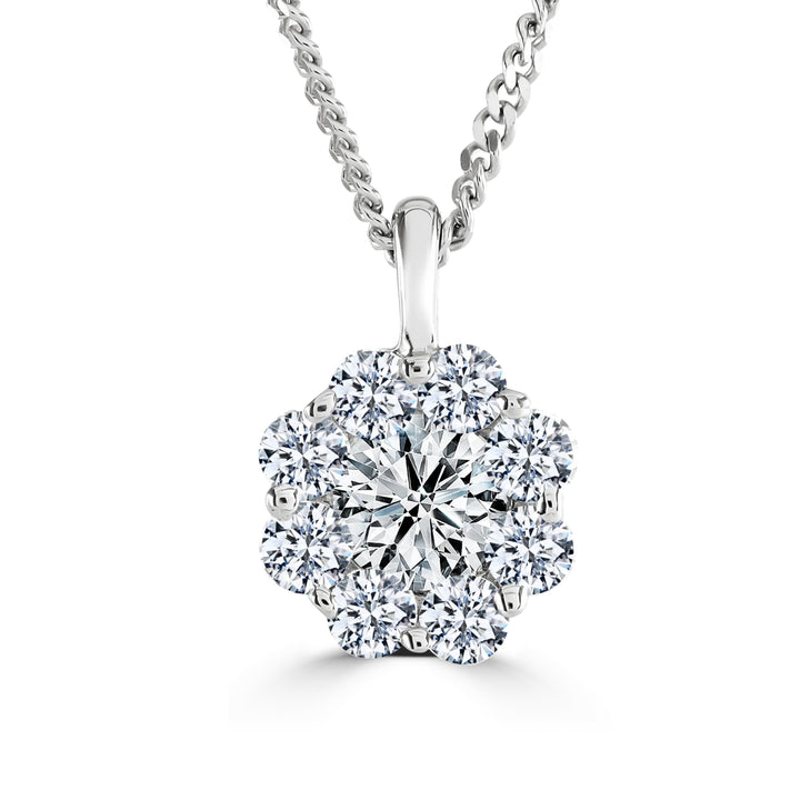 Diamond .50ct Cluster 9ct White Gold Necklace