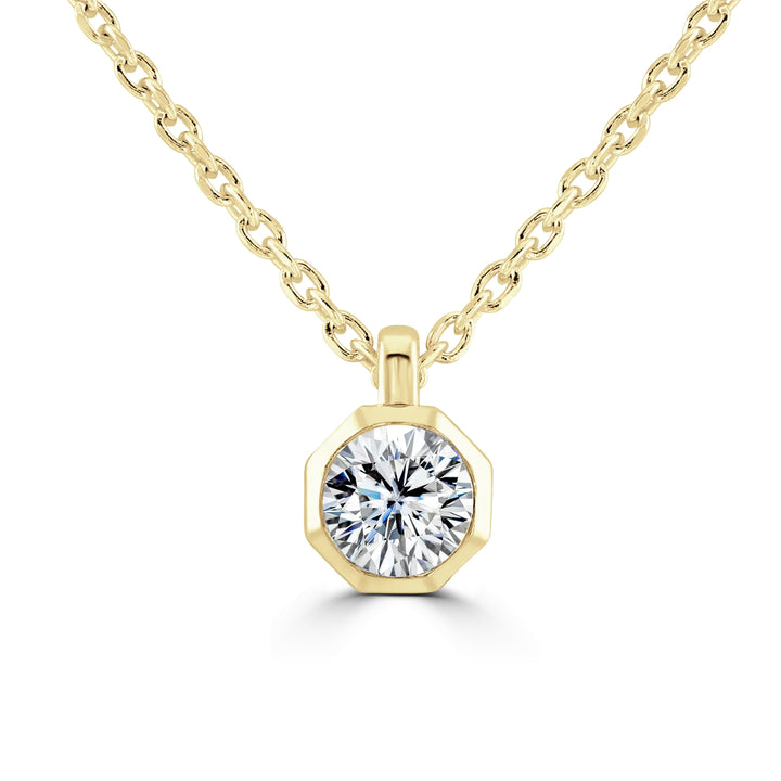 Brown & Newirth Created 0.25ct Laboratory Created Diamond 9ct Yellow Gold Octagonal Solitaire Pendant