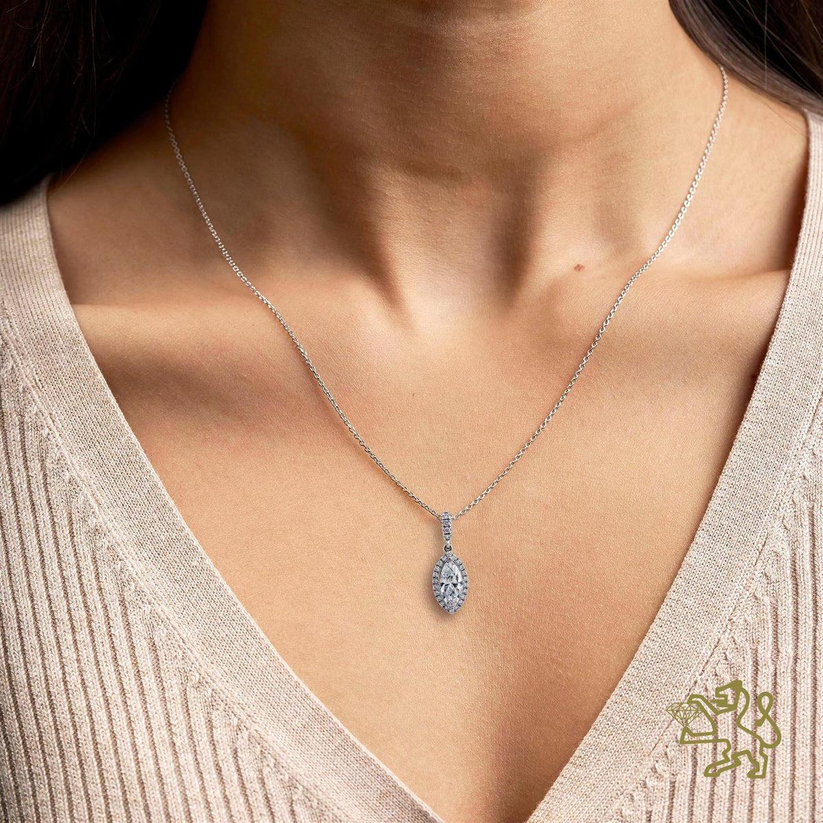 Skye Marquise 0.32ct F VVS2 Diamond Platinum Pendant - Michael Jones Jeweller