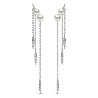 Yoko Trend Freshwater Pearl and Diamond 18ct White Gold Chain Drop Earrings