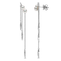 Yoko Trend Freshwater Pearl and Diamond 18ct White Gold Chain Drop Earrings