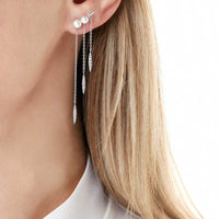 Yoko Trend Freshwater Pearl and Diamond 18ct White Gold Chain Drop Earrings