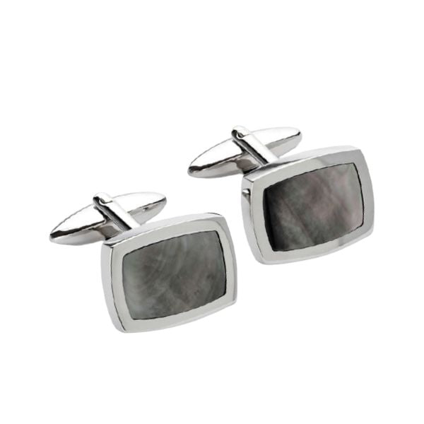 Unique & Co Stainless Steel Dark Grey Mother Of Pearl Cufflinks