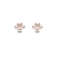 Yoko Sleek Pearl and Diamond 18ct Yellow Gold V Stud Earrings