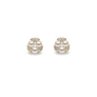 Yoko Sleek Triple Pearl & Diamond 18ct Yellow Gold Stud Earrings