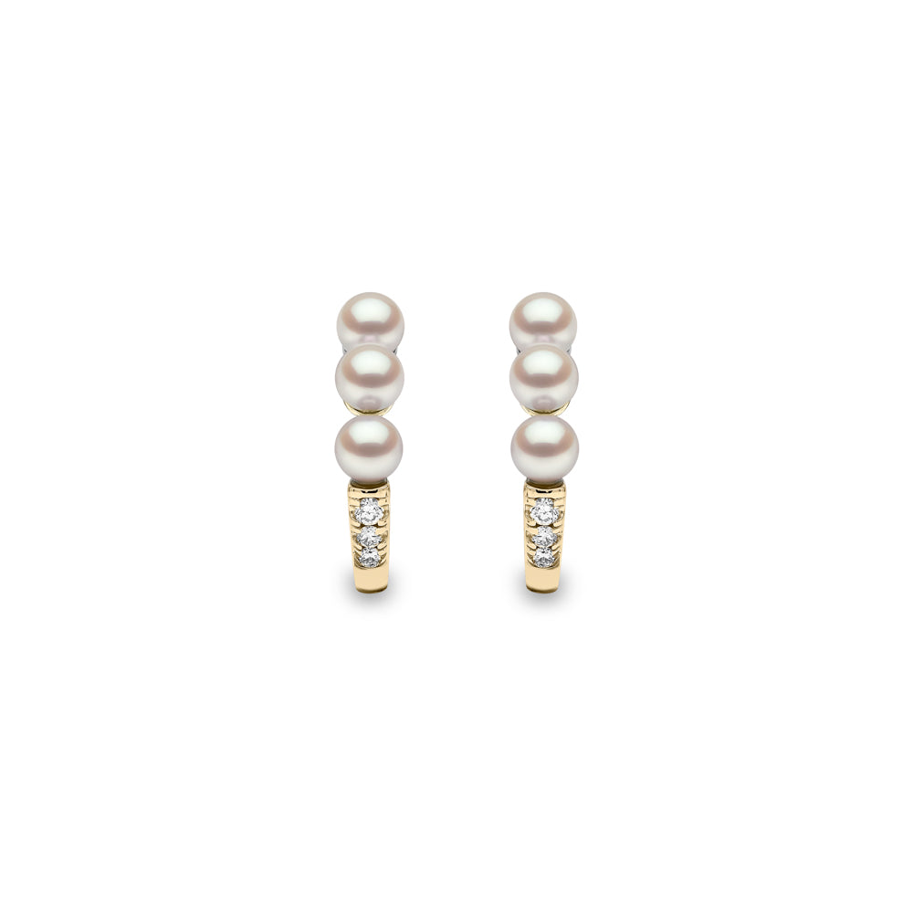 Yoko Eclipse Pearl and Diamond Moonlit 18ct Yellow Gold Hoop Earrings