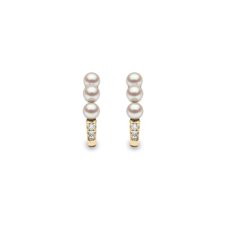 Yoko Eclipse Pearl and Diamond Moonlit 18ct Yellow Gold Hoop Earrings