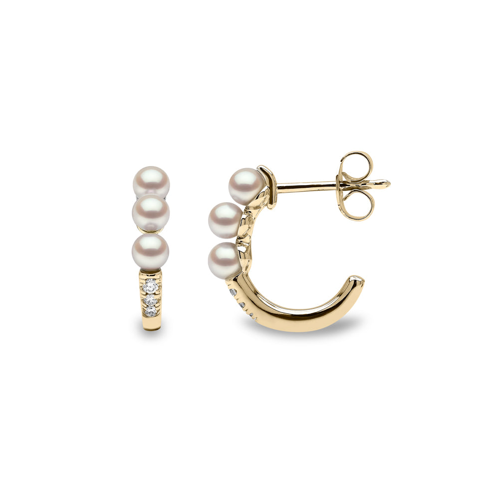 Yoko Eclipse Pearl and Diamond Moonlit 18ct Yellow Gold Hoop Earrings