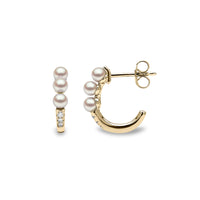 Yoko Eclipse Pearl and Diamond Moonlit 18ct Yellow Gold Hoop Earrings