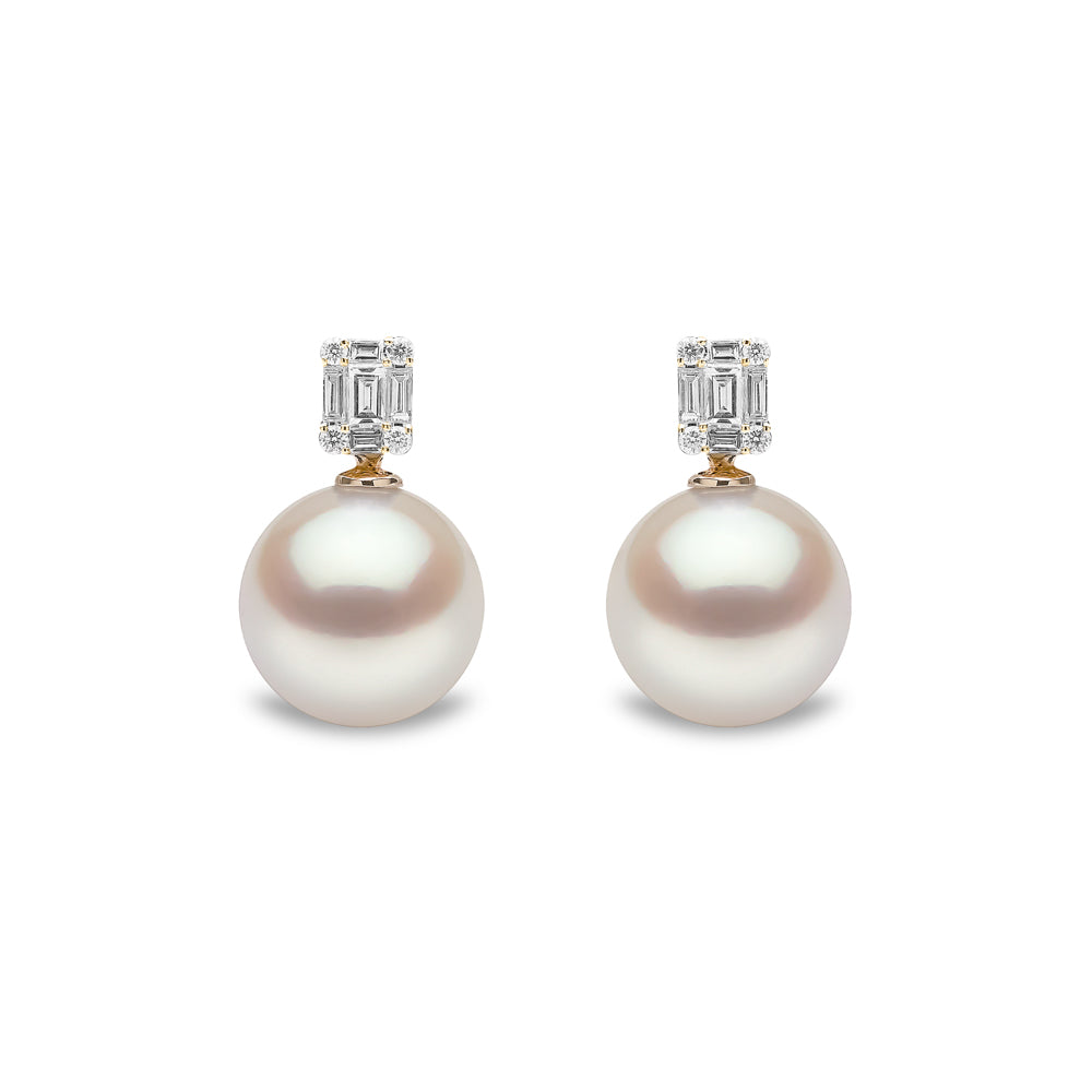 Yoko Starlight South Sea Pearl and Diamond18ct Yellow Gold Earrings - Michael Jones Jeweller