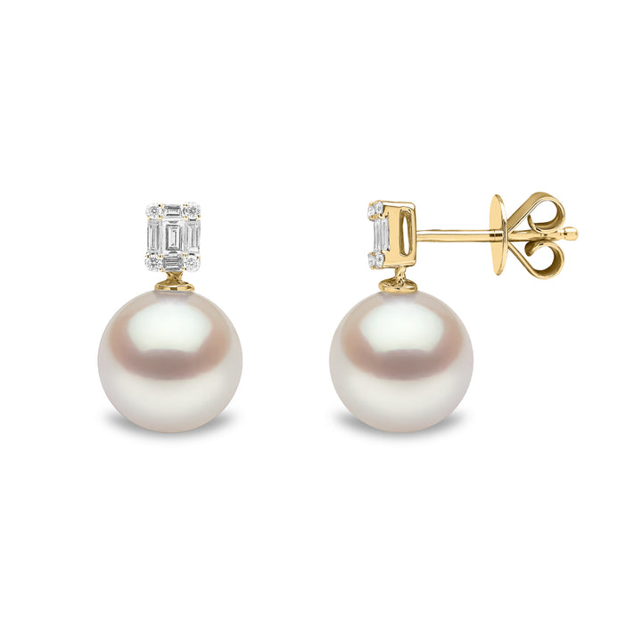 Yoko Starlight South Sea Pearl and Diamond18ct Yellow Gold Earrings