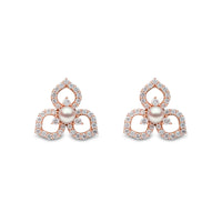 Yoko Petal Akoya Pearl and Diamond 18ct Rose Gold Stud Earrings