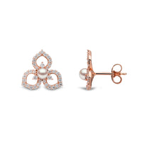 Yoko Petal Akoya Pearl and Diamond 18ct Rose Gold Stud Earrings