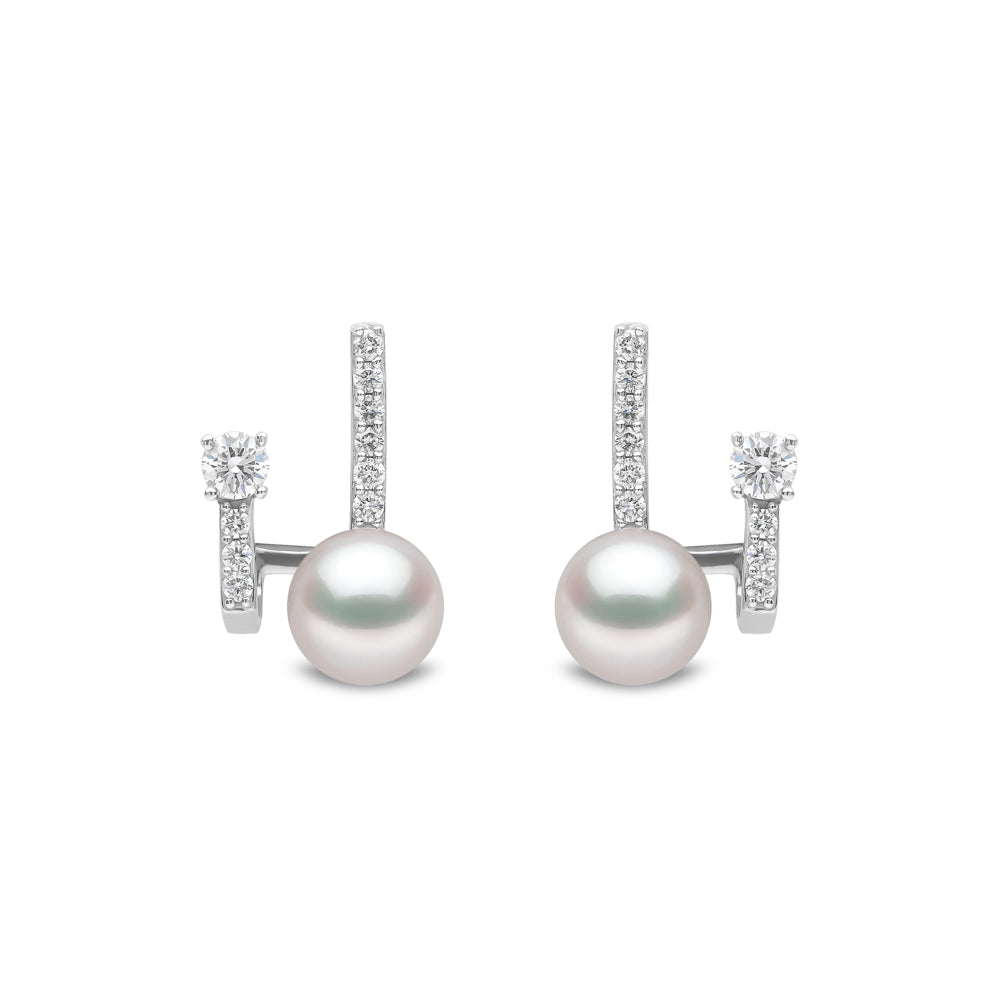 Yoko Baby Glitz Akoya Pearl and Diamond 18ct White Gold Illusion Earrings