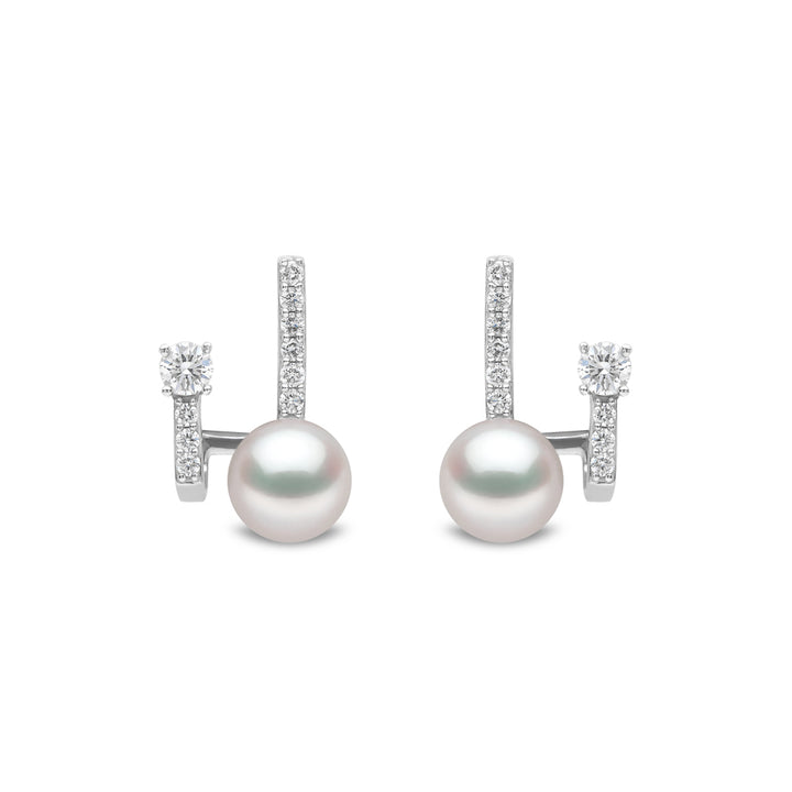 Yoko Baby Glitz Akoya Pearl and Diamond 18ct White Gold Illusion Earrings