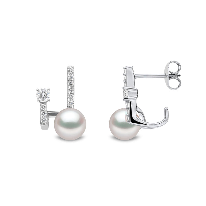 Yoko Baby Glitz Akoya Pearl and Diamond 18ct White Gold Illusion Earrings