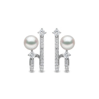 Yoko Baby Glitz Akoya Pearl and Spiral Diamond 18ct White Gold Illusion Earrings