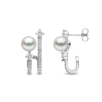 Yoko Baby Glitz Akoya Pearl and Spiral Diamond 18ct White Gold Illusion Earrings