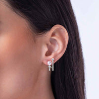 Yoko Baby Glitz Akoya Pearl and Spiral Diamond 18ct White Gold Illusion Earrings
