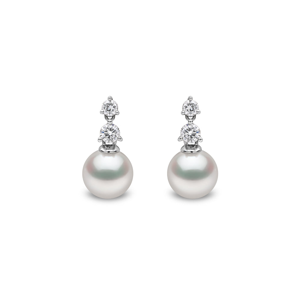 Yoko Classic Akoya Pearl and Diamond 18ct White Gold Drop Earrings