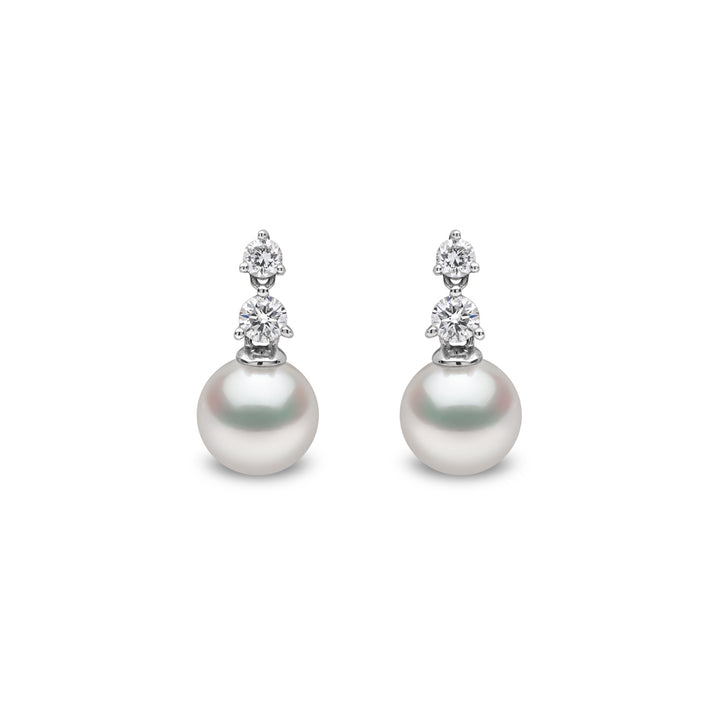 Yoko Classic Akoya Pearl and Diamond 18ct White Gold Drop Earrings