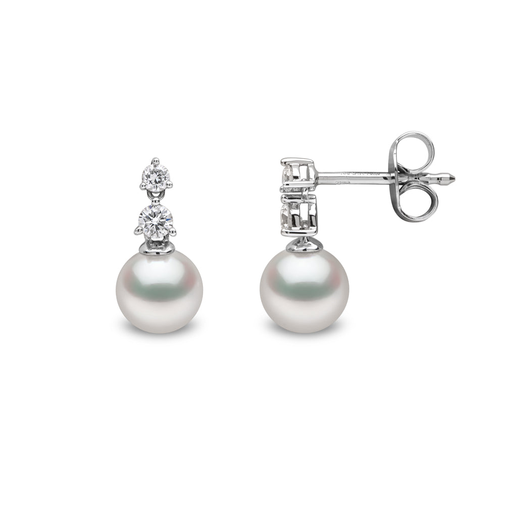 Yoko Classic Akoya Pearl and Diamond 18ct White Gold Drop Earrings