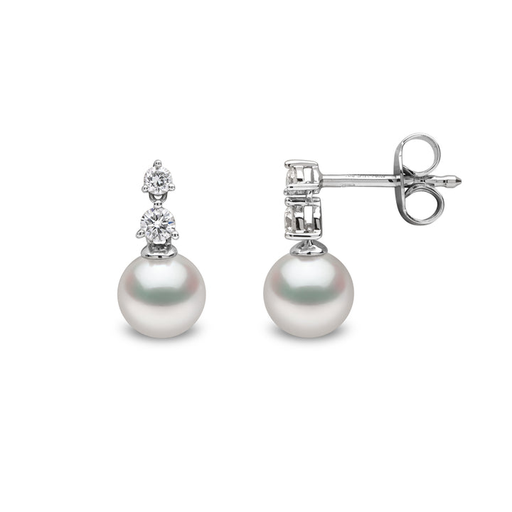 Yoko Classic Akoya Pearl and Diamond 18ct White Gold Drop Earrings