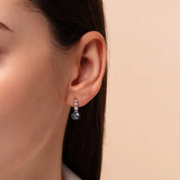 Yoko Diamond Classic Tahitian Pearl and Diamond 18ct White Gold Drop Earrings