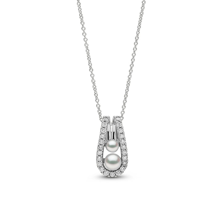 Yoko Sleek Akoya Pearl and Diamond 18ct White Gold Pendant