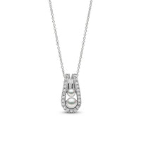Yoko Sleek Akoya Pearl and Diamond 18ct White Gold Pendant