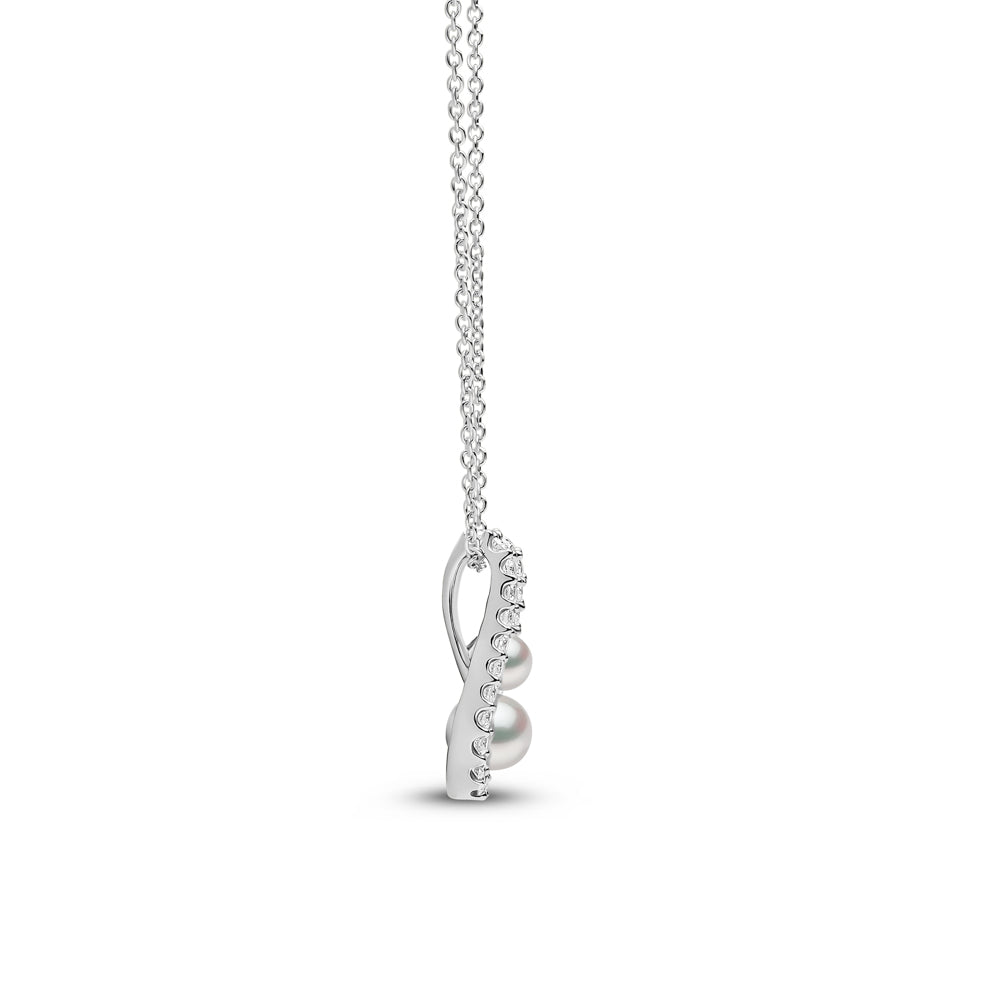 Yoko Sleek Akoya Pearl and Diamond 18ct White Gold Pendant