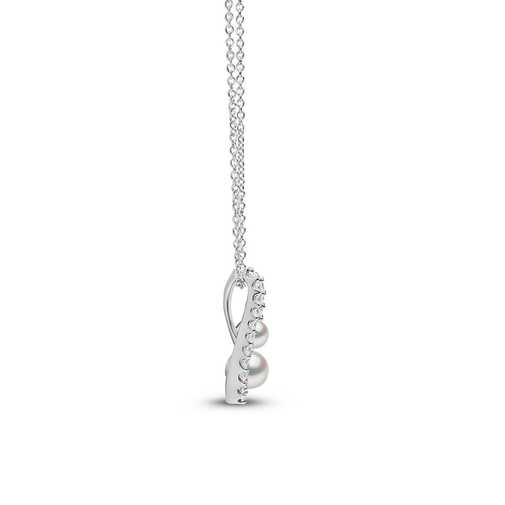 Yoko Sleek Akoya Pearl and Diamond 18ct White Gold Pendant