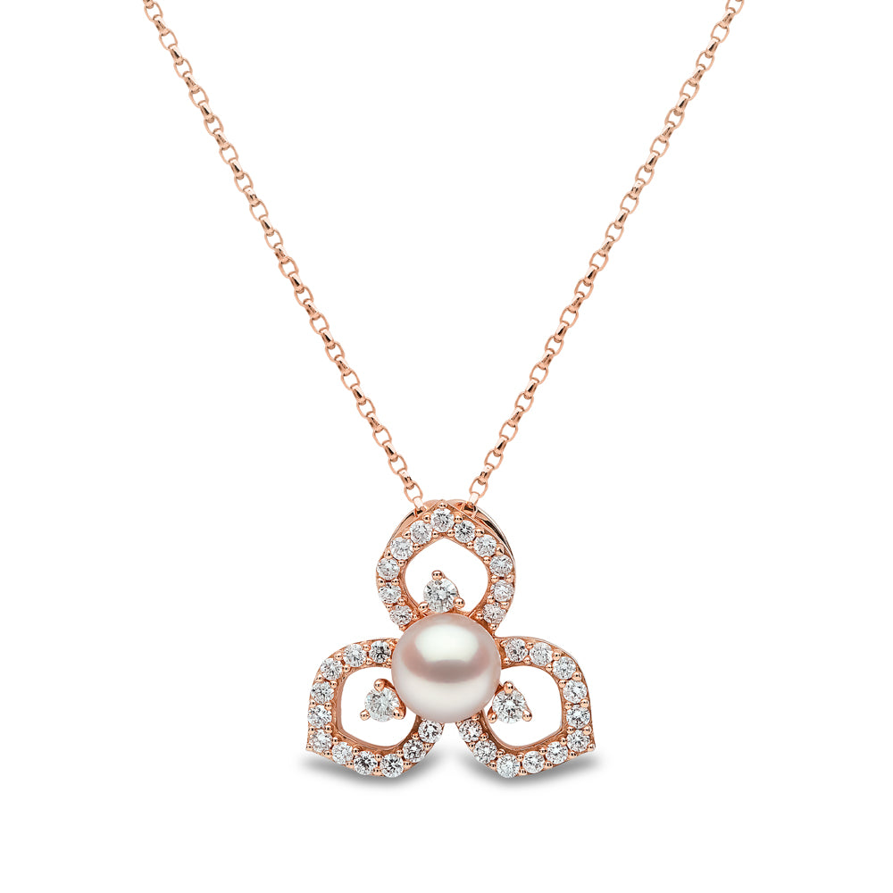 Yoko Petal Akoya Pearl and Diamond 18ct Rose Gold Necklace - Michael Jones Jeweller