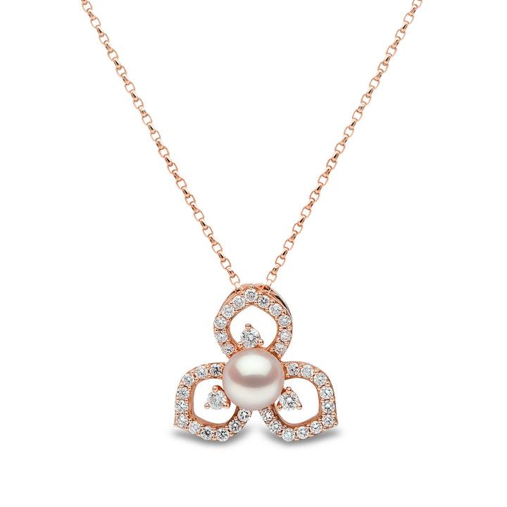 Yoko Petal Akoya Pearl and Diamond 18ct Rose Gold Necklace