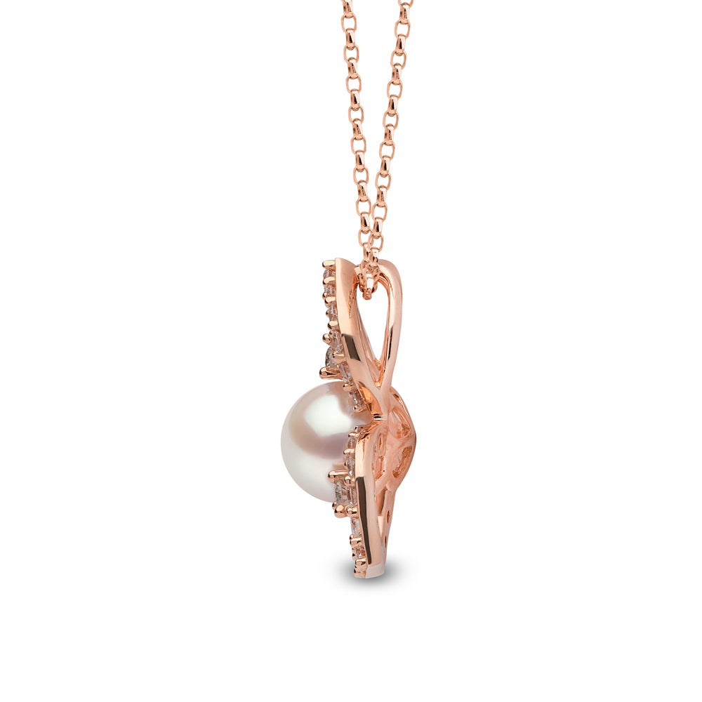 Yoko Petal Akoya Pearl and Diamond 18ct Rose Gold Necklace - Michael Jones Jeweller