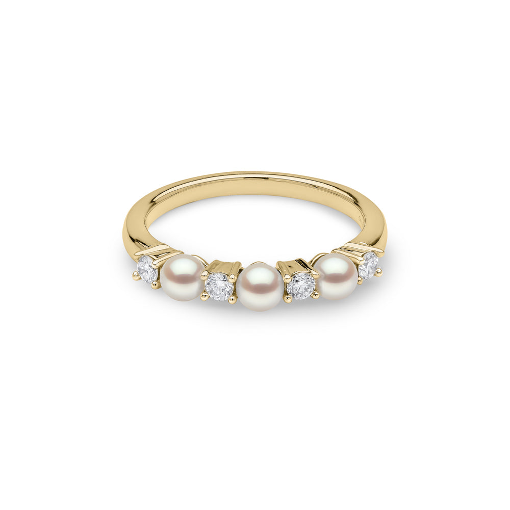 Yoko Eclipse Pearl and Diamond 18ct Yellow Gold Ring - Michael Jones Jeweller