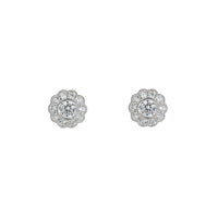 Amore Cubic Zirconia Silver Flower Cluster Earrings