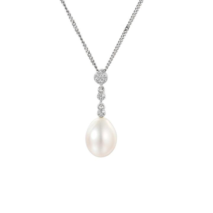 Amore Affinity Freshwater Pearl and Cubic Zirconia Silver Necklace - Michael Jones Jeweller