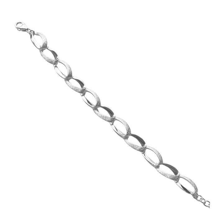 Silver Oval Sating Link 21cm Bracelet