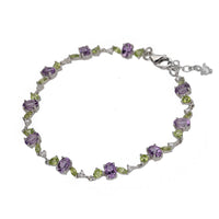 Amethyst and Peridot Multi Gemstone Silver Bracelet