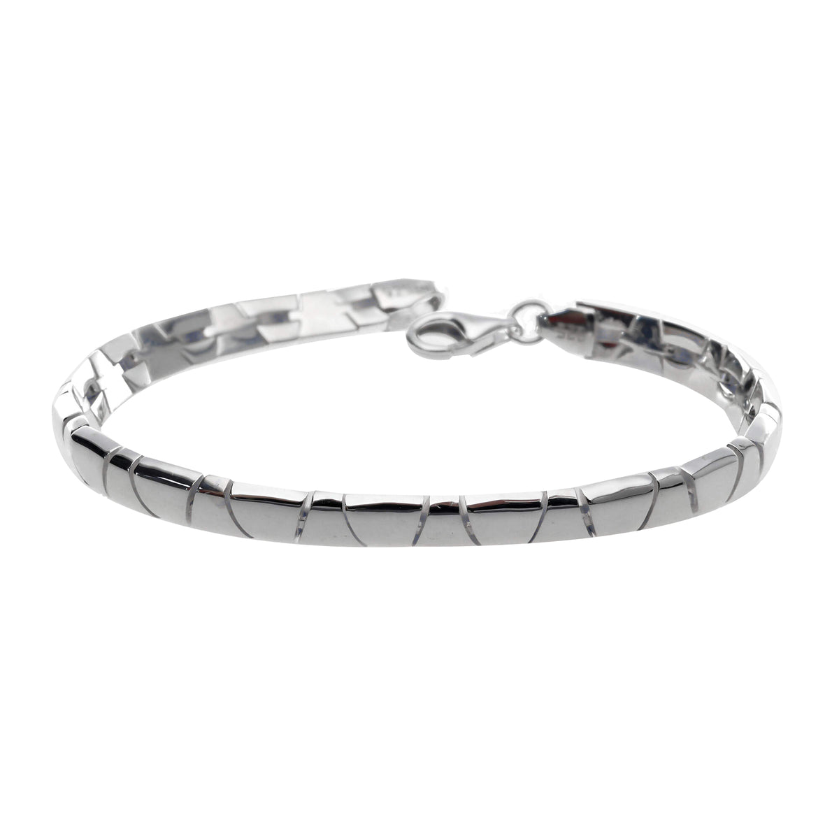 Silver Brick Link Omega Bracelet - Michael Jones Jeweller