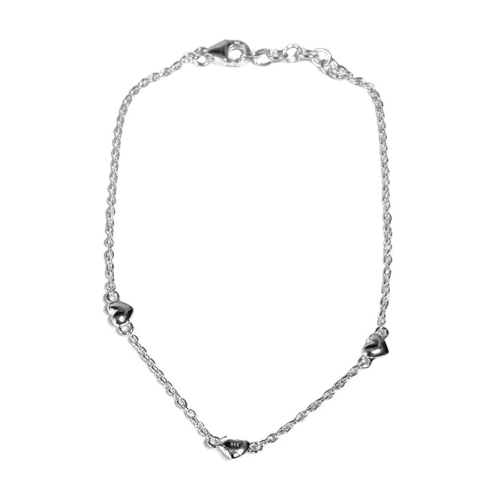 Silver Small Heart Station Bracelet