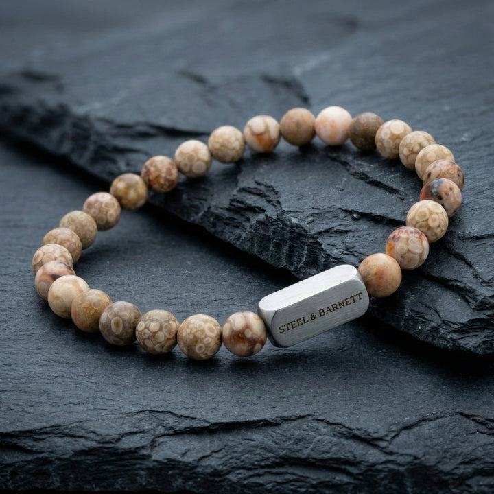 Steel and Barnett 6mm Round Maifanite Gemstone Bead Bracelet - Medium