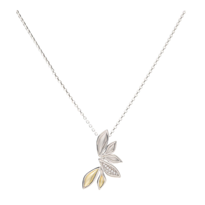 Leaf Silver and Yellow Gold Plated Necklace