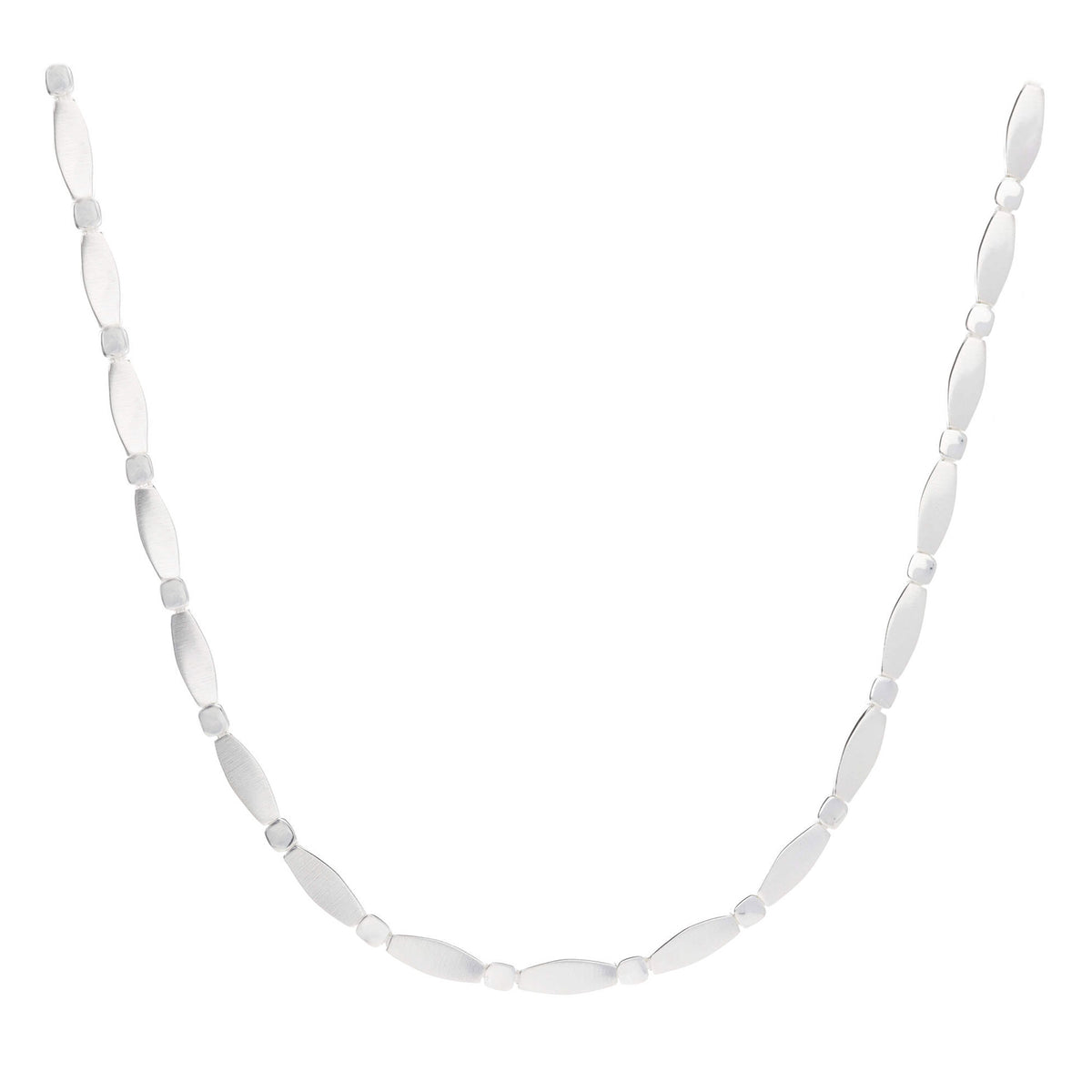 Silver Satin & Polished Link Necklet - Michael Jones Jeweller