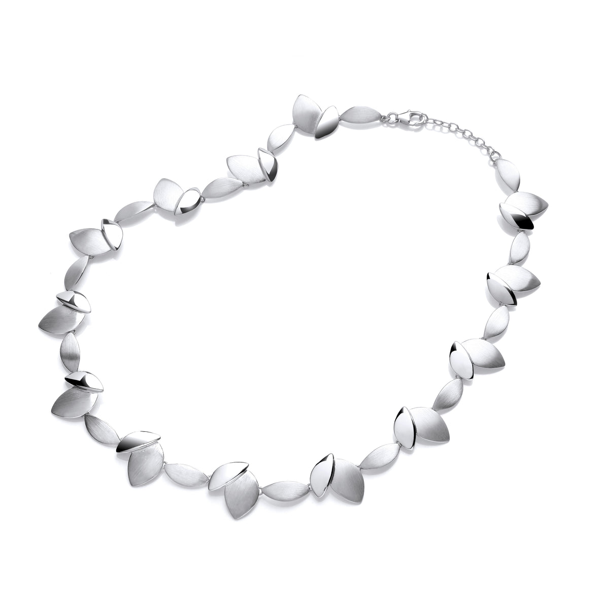 Silver Alternating Leaf Necklet - Michael Jones Jeweller