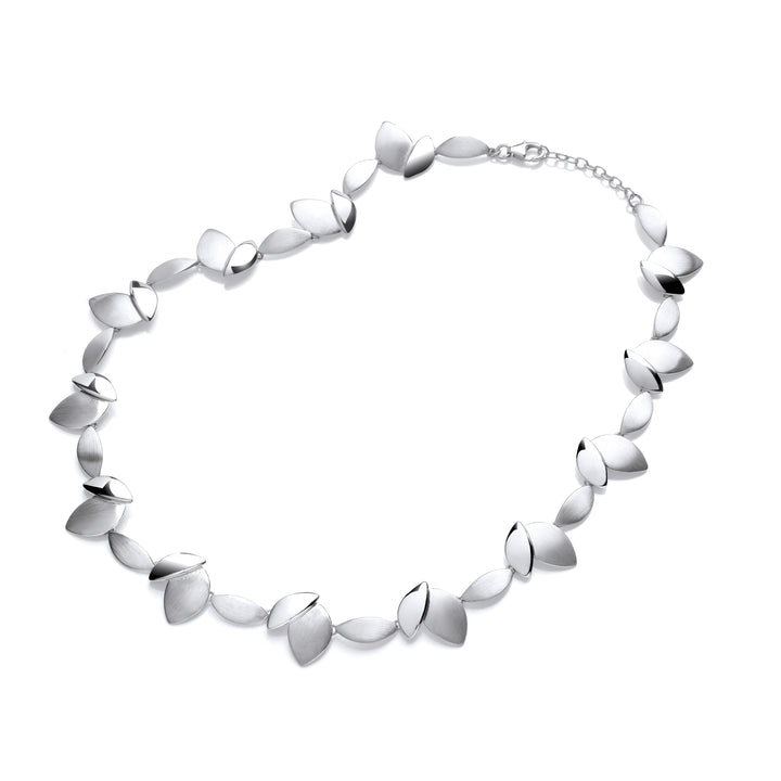 Silver Alternating Leaf Necklet
